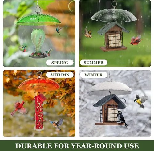 Vista 6 de Kingsyard Cubierta protectora de cúpula de plástico para comederos de pájaros colgantes, protección contra el clima y fácil de limpiar, roja Rojo