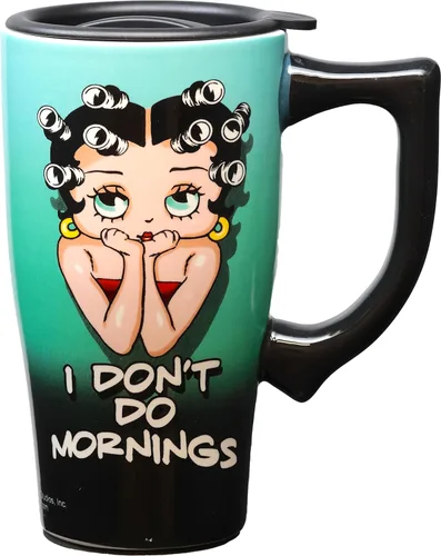 Vista 2 de Spoontiques - Tazas de viaje de cerámica - Taza Betty Boop - Para bebidas calientes o frías - Regalo para amantes del café
