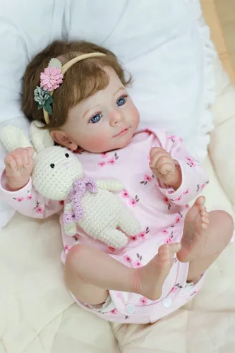 Vista 9 de SCOM Muñecas Reborn de bebé realista Niña - Felicia, Muñecas recién nacidas realistas de 17 pulgadas con cuerpo de tela suave ponderado, Muñecas