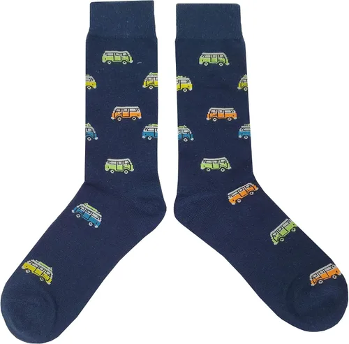 Vista 2 de VW Bus - Calcetines de vestir para hombre, 8-12, NegroAzul, 9-11
