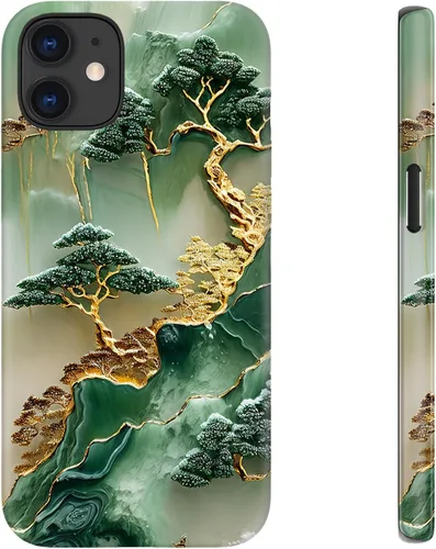 Vista 118 de LUHOURI Funda para iPhone 12 Mini, compatible con carga inalámbrica, doble capa, interior de silicona suave + carcasa exterior dura, bonito diseño