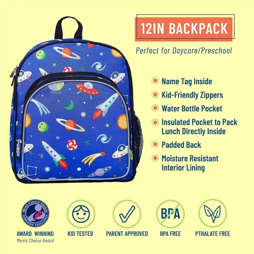 Vista 4 de Wildkin - Mochila infantil de 12.0in con máscara facial (fuera de este mundo)