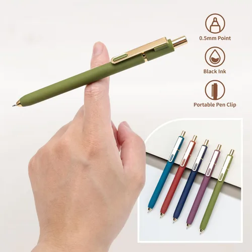 Vista 4 de Aisibeiger Bolígrafos de gel de 0.020 in de tinta negra, retráctil, lindo bolígrafo para escritura suave, suministros de oficina