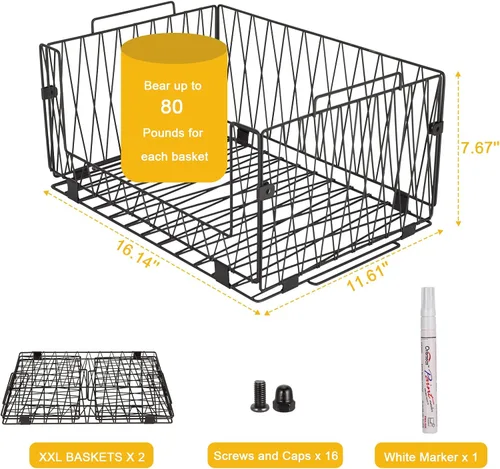 Vista 2 de 2 paquetes XXL de cestas de organización y almacenamiento para despensa de cocina, cesta de frutas y verduras para gabinete de cocina, cestas