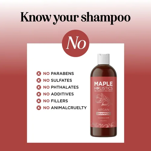 Vista 4 de Champú de aceite de argán para cabello seco - Champú sin sulfato para cabello dañado y encrespamiento con aceite de argán para el cabello - Champú