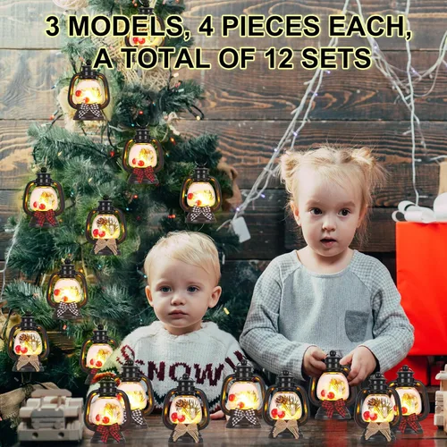 Vista 4 de Roceei 12 mini linternas de Navidad, velas colgantes LED de 3.54 pulgadas