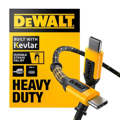 Vista 15 de DEWALT Heavy Duty USB C Cable, Jobsite 60 Watt USB C Cable, High Speed Type-C to Type-C, Fast Charge PD USBC Fast Charging Cord for iPhone 17/16/15