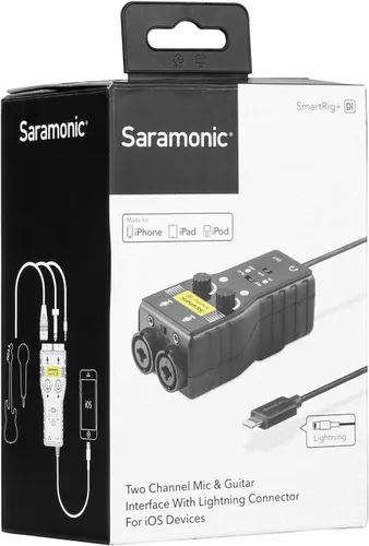 Vista 9 de Preamplificador de micrófono Lightning compatible con iPhone 11 X 8 7 6 Vlog, Saramonic 2 canales Lightning Mic XLR e interfaz de guitarra de 0.248