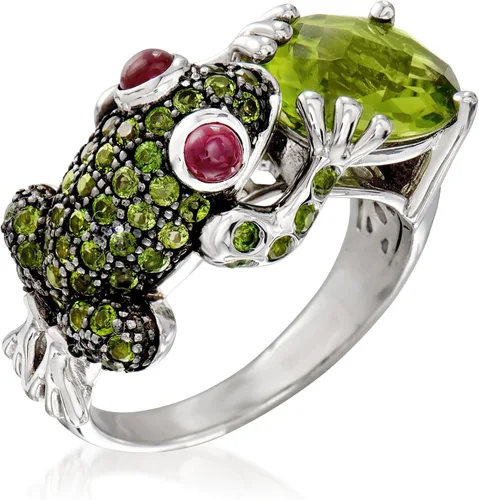 Vista 5 de Ross-Simons 4.60 ct. t.w. Multi-Gemstone Frog Ring in Sterling Silver
