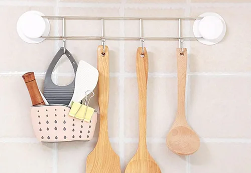 Vista 8 de Organizador de esponja para fregadero de cocina, cesta colgante para fregador, cepillo de platos, organizador de accesorios de cocina (azul claro)