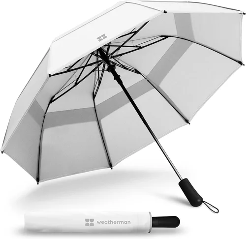 Vista 14 de Weatherman Paraguas de viaje plegable de alta calidad, resistente al viento, compacto, fácil de abrir automáticamente, resiste vientos de hasta 55