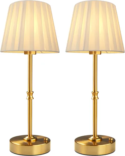 Vista 16 de EppieBasic Lámpara de mesa inalámbrica recargable: carga rápida y larga duración, luz cálida de 2700 K, pequeñas lámparas doradas vintage, comedor
