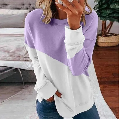 Vista 2 de Sudaderas de gran tamaño para mujer, manga larga, cuello redondo, ajuste holgado, ropa de otoño 2023, cómodas camisetas Y2K