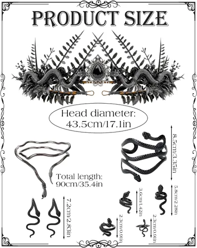 Vista 7 de MOSTORY 5 piezas de accesorios de la medusa griega del bosque para mujer