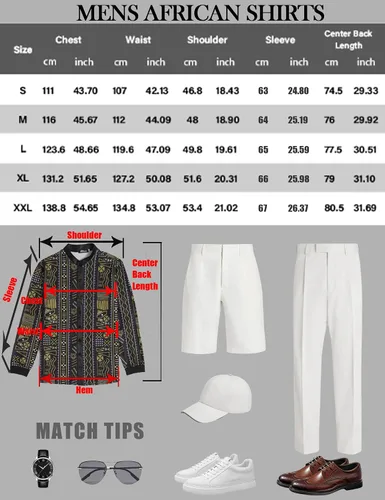Vista 4 de Camisa de manga larga con estampado tradicional africano para hombre, camisas de lujo impresas Dashiki para hombres