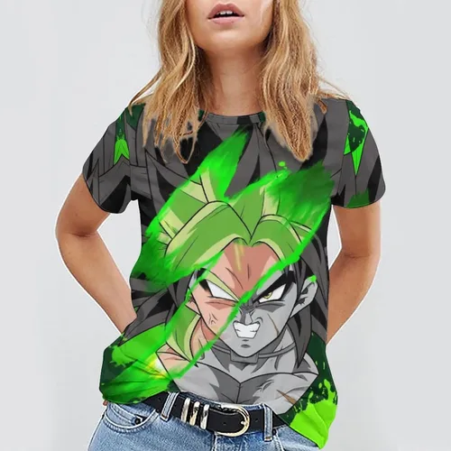 Vista 4 de Saiyajin Broly - Camisetas casuales para hombre, manga corta, unisex, cuello redondo, camisetas para jóvenes y adultos