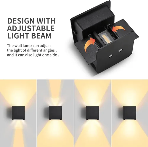 Vista 6 de SOKHNA Lámpara de pared impermeable de aluminio LED moderna,Luz de pared al aire libre,6W 3000K blanco cálido, IP65 impermeable al aire libre