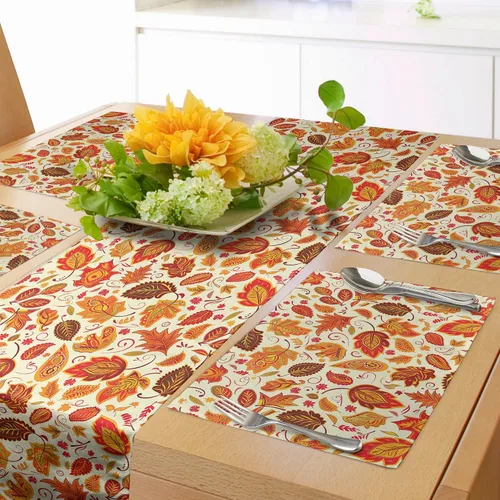 Vista 44 de Lunarable Camino de mesa tropical y manteles individuales, acuarela tucán loro flamenco piñas y flores silvestres sobre rombo, juego para decoración