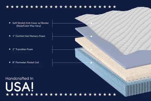 Vista 2 de American Made - Colchón híbrido Liberty de 11 pulgadas de espuma viscoelástica de grafito para dormir fresco (70 x 80 - RV/Narrow King)