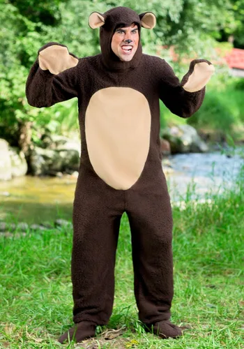 Vista 4 de Disfraz de oso de talla grande para adulto, Marrón