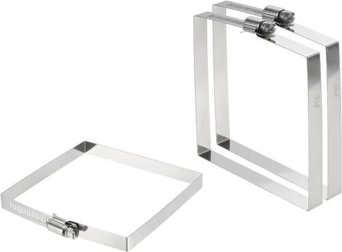Vista 31 de uxcell 2 abrazaderas de manguera rectangulares de acero inoxidable 304, ajustables de 2 x 2 pulgadas, abrazaderas de tubo de conducto de engranaje