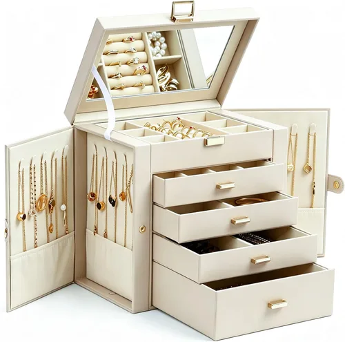 Vista 20 de BOOVO Joyero grande para mujer, organizador de joyas grande