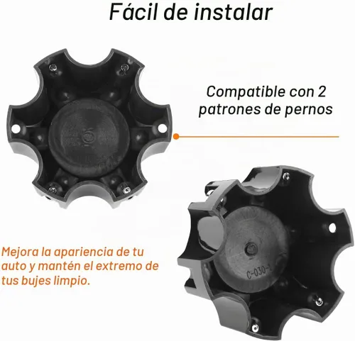 Vista 4 de Tapones centrales de rueda de 4.49 pulgadas para repuesto de cubierta central Ballistic negra, paquete de 4, 6 orejetas