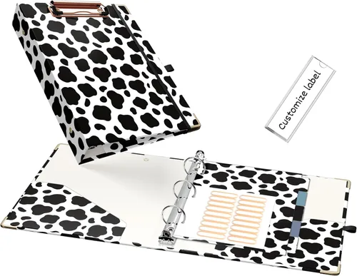 Vista 24 de EYROZILL Mini carpeta de 3 anillas, 5.5" x 8.5", de 1 pulgada con bolsillos, carpeta con portapapeles para estilo de cabello del cliente, estuche