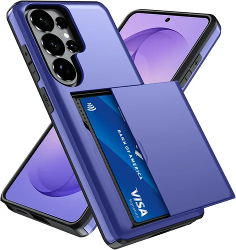 Vista 101 de Qinmay Funda compatible con iPhone 7 Plus/8 Plus con tarjetero, doble capa a prueba de golpes, funda protectora resistente con ranura oculta Negro