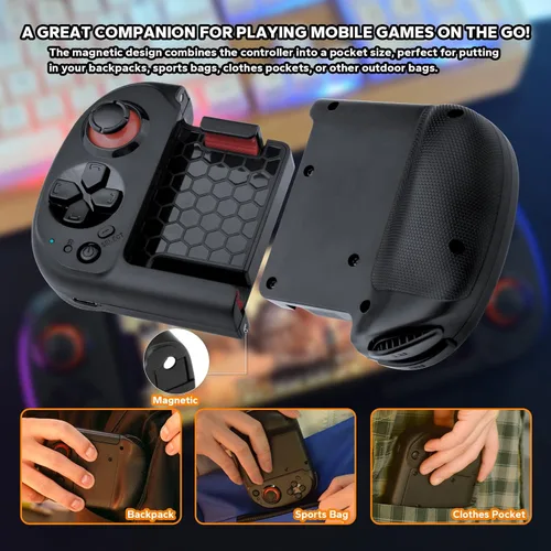 Vista 2 de Koiiko Mobile Gaming Controller for iPhone iOS Android PC Wireless Gamepad Joystick for iPhone 15141312X, iPad, MacBook, Samsung Galaxy