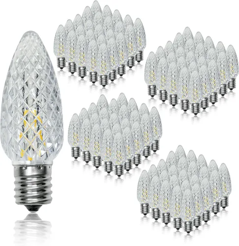 Vista 9 de Paquete de 25 bombillas LED C9 de repuesto para Navidad, bombillas LED C9 inastillables para cadena de luces de Navidad, base de candelabro E17
