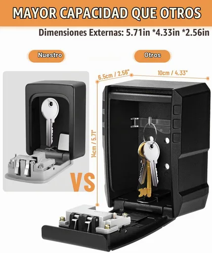 Vista 4 de BKNOOU - Caja grande con cerradura de llave para montaje en pared exterior, código de combinación de 4 dígitos Waterproof, Resettable, Anti-theft