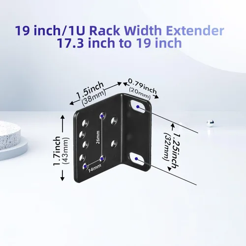 Vista 2 de Kit de oído para rack TP-Link de 19 pulgadas para interruptores de montaje en rack 1U Extensor de ancho de 17.3 a 19 pulgadas