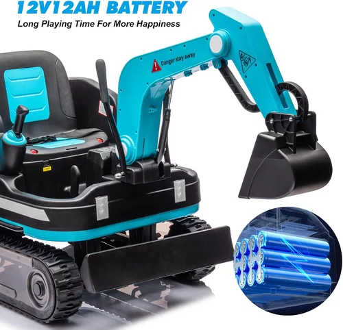 Vista 7 de JOYLDIAS Excavadora y excavadora giratoria de 360 grados, 12V12AH, retroexcavadora de juguete con ruedas de diseño de pista para todo terreno