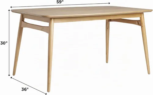 Vista 3 de Walker Edison Mesa de comedor moderna Mid-Century de madera maciza con patas cónicas, 59 pulgadas, fresno inglés