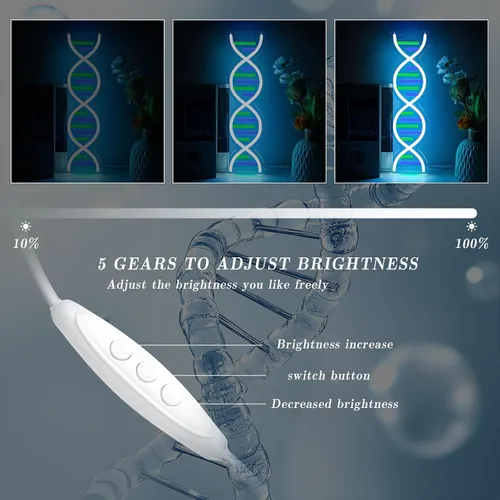 Vista 4 de Letreros de neón de doble hélice de ADN para decoración de pared, luz LED de neón regulable para hombre, cueva, sala de juegos, dormitorio