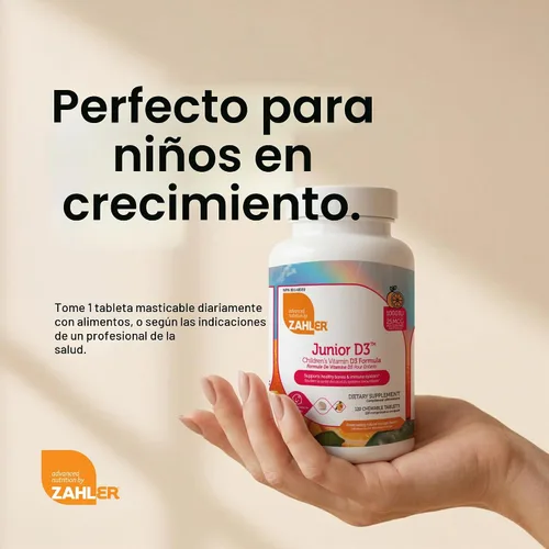 Vista 6 de Tabletas masticables de vitamina D3, de 1000IU, para niños. Fácil digestión, con la dosis justa de vitamina D3 para niños de 1000 IU. Con