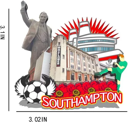 Vista 3 de Imán de Southampton del Reino Unido para nevera, monumentos de madera 3D, recuerdos coleccionables de viaje, decoración hecha a mano -279