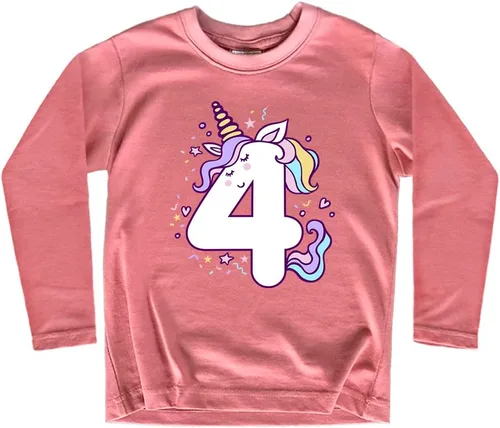 Vista 6 de Camisetas de unicornio para 4º cumpleaños para niñas pequeñas, camiseta de 4 años y cuarto