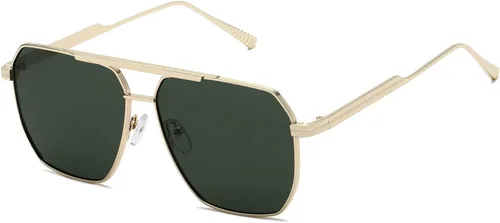 Vista 10 de kimorn Gafas de sol polarizadas para mujer y hombre, retro, de gran tamaño, cuadradas, vintage, clásicas, grandes, de metal, K1221
