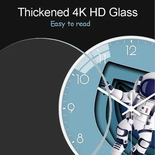 Vista 3 de Reloj de pared de astronauta de 8 pulgadas, azul, movimiento silencioso, unisex