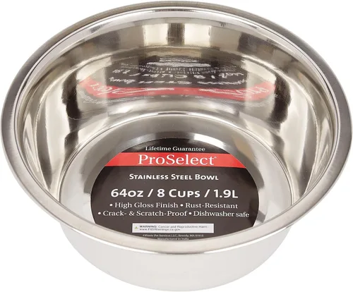 Vista 3 de Proselect Clásico tazón para perro de acero inoxidable., Negro/Gris