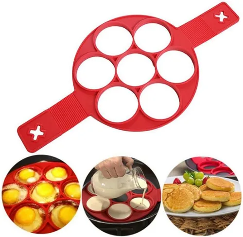 Vista 10 de Moldes antiadherentes para panqueques, molde de silicona para huevos fritos, reutilizable, para hacer panqueques, anillo de huevo, herramientas