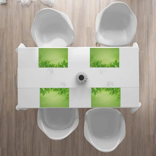 Vista 7 de Rectangular Placemats Set of 4, Heat Resistant Green Leaves Background Printed Kitchen Dining Table Mats
