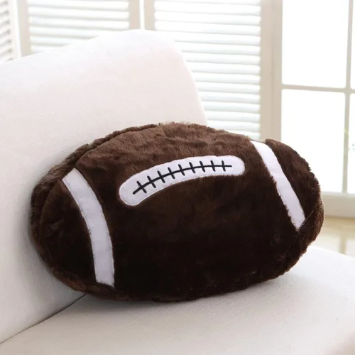Vista 6 de Almohada de baloncesto de felpa de 18'. Almohada de fútbol mullida y duradera. Almohada con forma de balón de deportes, almohada de balón. Almohada