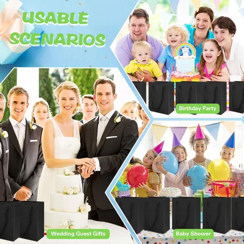 Vista 7 de batifine Bolsas de regalo pequeñas, pequeñas bolsas de joyería con asas, pequeñas bolsas de papel a granel para recuerdos de fiesta, regalos