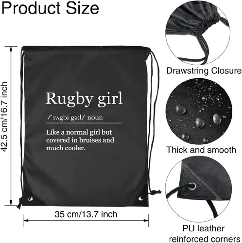 Vista 2 de Pishovi Rugby - Bolsa de fútbol impermeable con cordón para niñas, para hombres y mujeres, regalos para jugadores de fútbol, regalo de fútbol