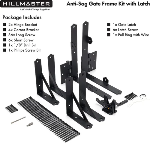 Vista 5 de HILLMASTER Kit de marco de puerta anti hundimiento, soporte de esquina de puerta, hardware de puerta ajustable resistente con pestillo de puerta