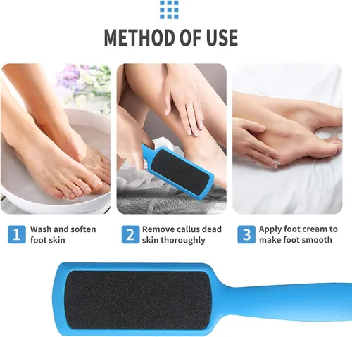 Vista 5 de Fu Store Limas de pedicura para pies y callos con raspador de pies de doble cara para piel muerta, limpiador profesional para pies (paquete de 3)