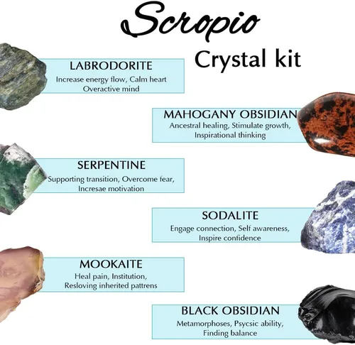 Vista 2 de Crystal Hideaway - Cristal del zodiaco y piedras curativas naturales, signos del zodiaco, piedras de nacimiento de cristales de astrología (escorpio)